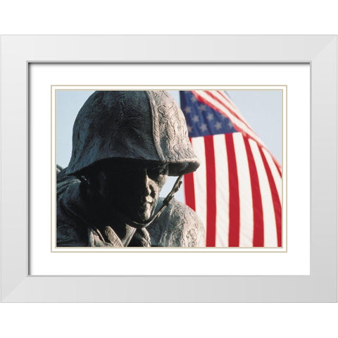 Marine and Flag White Modern Wood Framed Art Print with Double Matting by Unknown