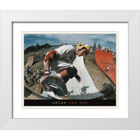 Roller Blading Extreme White Modern Wood Framed Art Print with Double Matting by Unknown