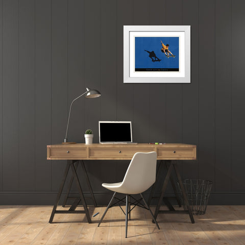 No Limits - Skateboarder White Modern Wood Framed Art Print with Double Matting by Frontline