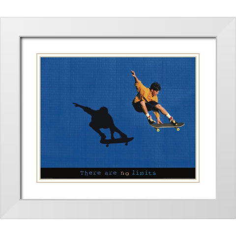 No Limits - Skateboarder White Modern Wood Framed Art Print with Double Matting by Frontline