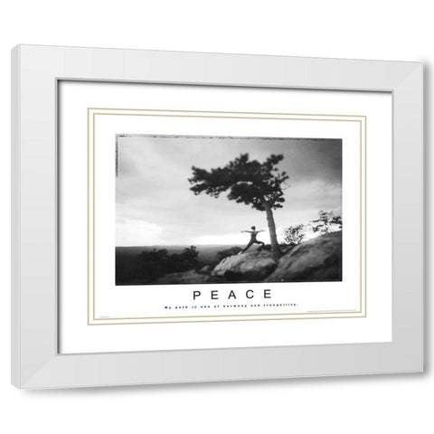 Peace - Yoga White Modern Wood Framed Art Print with Double Matting by Unknown