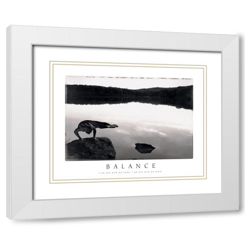 Balance - Yoga White Modern Wood Framed Art Print with Double Matting by Frontline