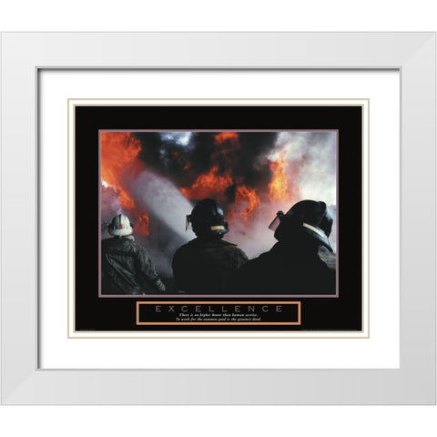 Excellence - Fireman White Modern Wood Framed Art Print with Double Matting by Unknown