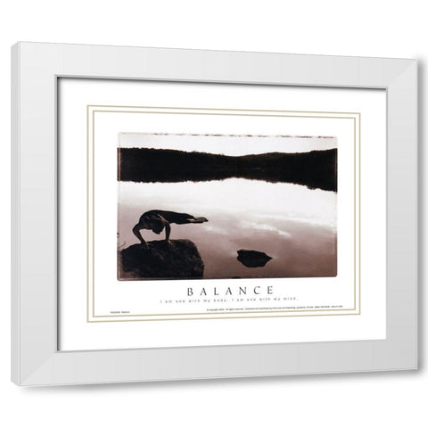 Balance - Yoga White Modern Wood Framed Art Print with Double Matting by Unknown