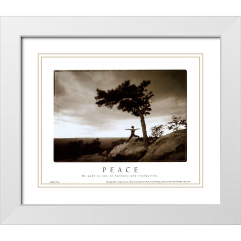 Zen - Peace White Modern Wood Framed Art Print with Double Matting by Unknown