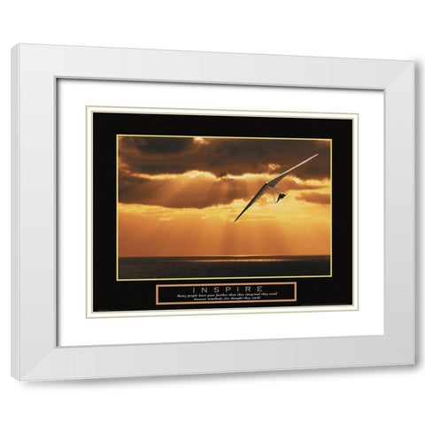 Inspire - Hang Glider White Modern Wood Framed Art Print with Double Matting by Unknown
