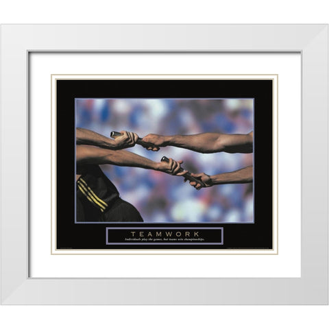 Teamwork - Track and Field White Modern Wood Framed Art Print with Double Matting by Unknown