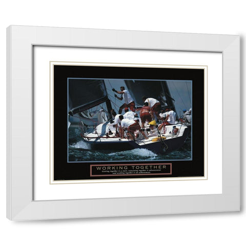 Working Together - Sailing White Modern Wood Framed Art Print with Double Matting by Frontline