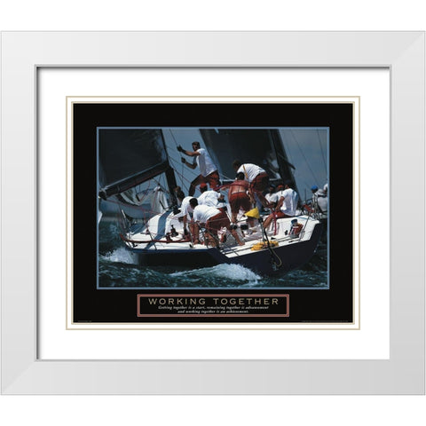 Working Together - Sailing White Modern Wood Framed Art Print with Double Matting by Frontline