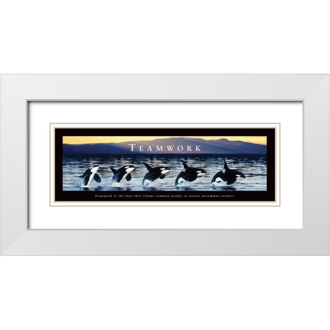 Teamwork - Whales White Modern Wood Framed Art Print with Double Matting by Frontline