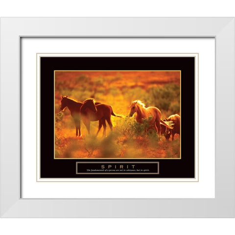 Spirit - Horses White Modern Wood Framed Art Print with Double Matting by Unknown