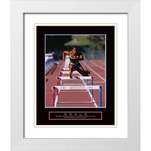 Goals - Track Hurdle White Modern Wood Framed Art Print with Double Matting by Frontline