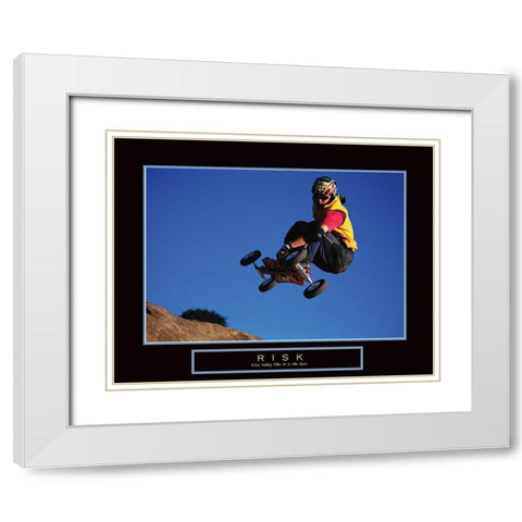 Risk - SkateBoarder White Modern Wood Framed Art Print with Double Matting by Frontline