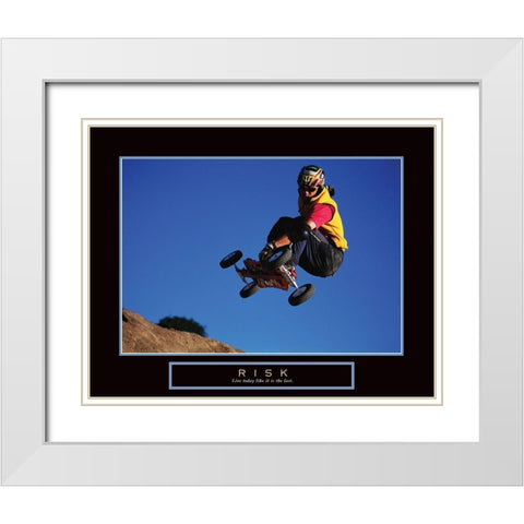 Risk - SkateBoarder White Modern Wood Framed Art Print with Double Matting by Frontline