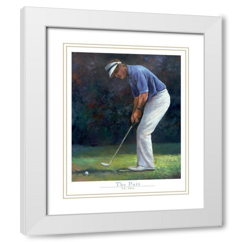 Golf The Putt White Modern Wood Framed Art Print with Double Matting by Frontline