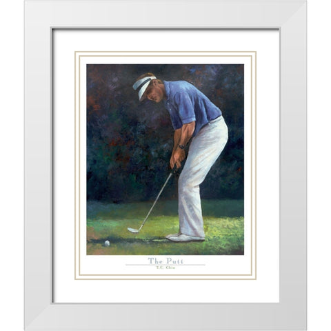 Golf The Putt White Modern Wood Framed Art Print with Double Matting by Frontline