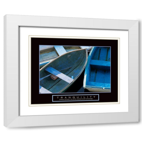 Tranquility - Boats White Modern Wood Framed Art Print with Double Matting by Unknown