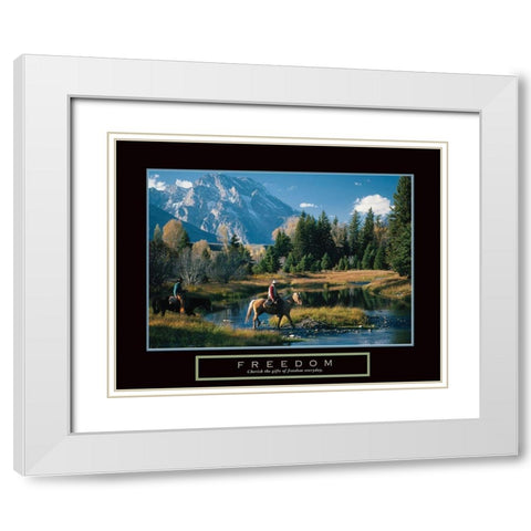 Freedom - Cowboys White Modern Wood Framed Art Print with Double Matting by Unknown