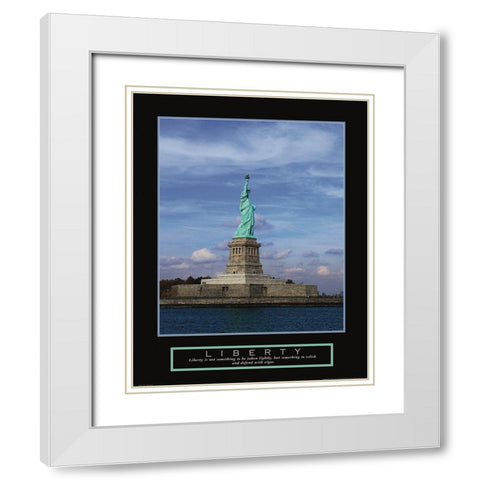 Statue of Liberty White Modern Wood Framed Art Print with Double Matting by Frontline