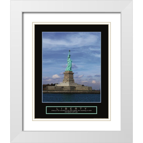 Statue of Liberty White Modern Wood Framed Art Print with Double Matting by Frontline