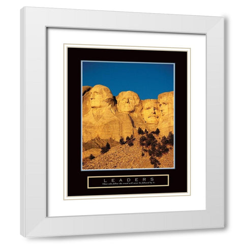 Leaders - Mt Rushmore White Modern Wood Framed Art Print with Double Matting by Frontline