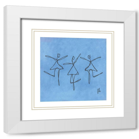 Blue Dancers White Modern Wood Framed Art Print with Double Matting by Frontline