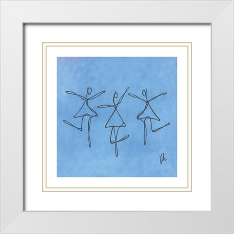 Blue Dancers White Modern Wood Framed Art Print with Double Matting by Frontline