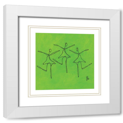 Green Dancers White Modern Wood Framed Art Print with Double Matting by Frontline