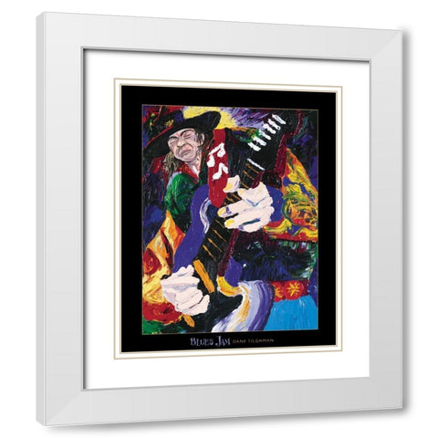 Blues Jammin White Modern Wood Framed Art Print with Double Matting by Frontline