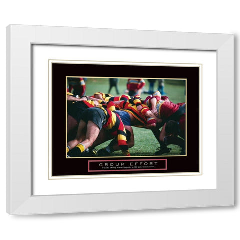 Group Effort - Rugby White Modern Wood Framed Art Print with Double Matting by Frontline