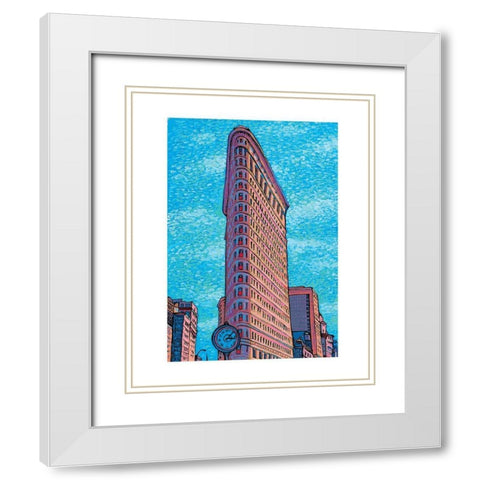 Flat Iron Building White Modern Wood Framed Art Print with Double Matting by Frontline