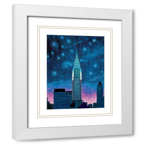 Chrysler Building at Night White Modern Wood Framed Art Print with Double Matting by Frontline