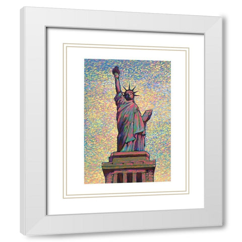 Lady Liberty White Modern Wood Framed Art Print with Double Matting by Frontline