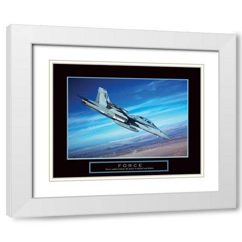 Force - Fighter Jet White Modern Wood Framed Art Print with Double Matting by Unknown