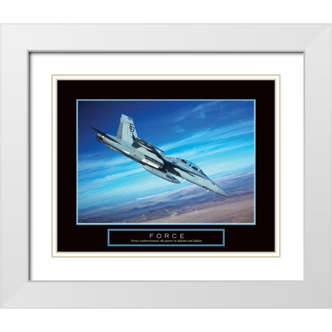 Force - Fighter Jet White Modern Wood Framed Art Print with Double Matting by Unknown