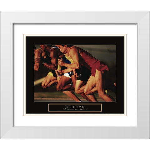 Strive - Track Race White Modern Wood Framed Art Print with Double Matting by Frontline