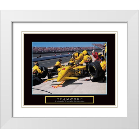 Teamwork - Pit Stop White Modern Wood Framed Art Print with Double Matting by Frontline