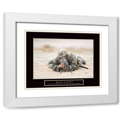 Bravery - Sniper White Modern Wood Framed Art Print with Double Matting by Frontline