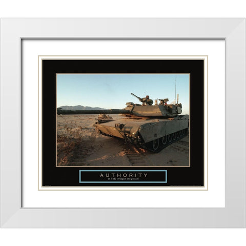 Authority - Tank White Modern Wood Framed Art Print with Double Matting by Frontline