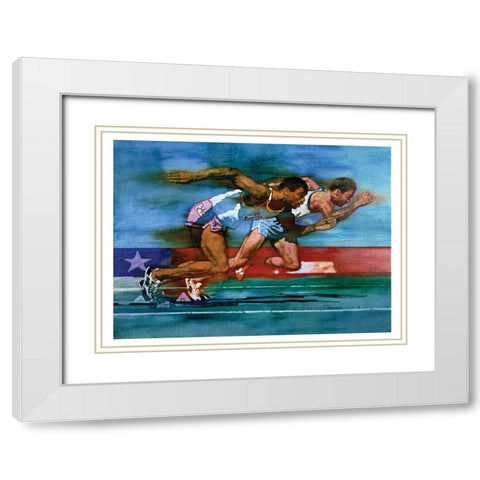 Olympic Track White Modern Wood Framed Art Print with Double Matting by Frontline