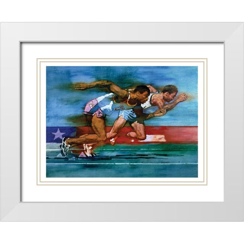 Olympic Track White Modern Wood Framed Art Print with Double Matting by Frontline