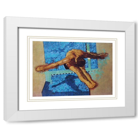 Olympic High Dive White Modern Wood Framed Art Print with Double Matting by Frontline