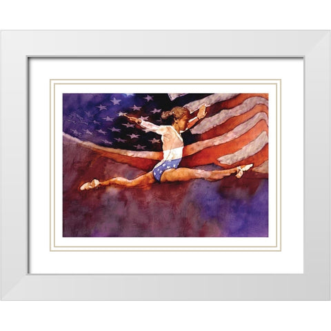 Olympic Gymnastics White Modern Wood Framed Art Print with Double Matting by Frontline