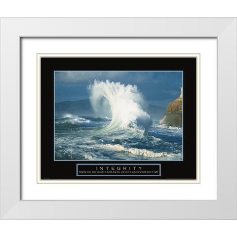 Integrity - Wave White Modern Wood Framed Art Print with Double Matting by Frontline