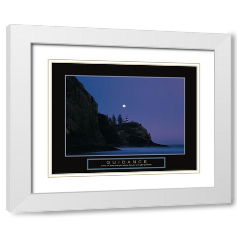 Guidance - Lighthouse White Modern Wood Framed Art Print with Double Matting by Frontline