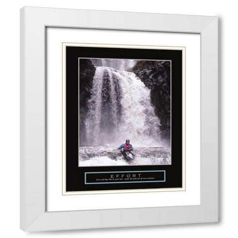 Effort - Waterfall/Kayaker White Modern Wood Framed Art Print with Double Matting by Frontline