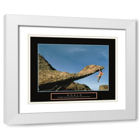 Goals - Cliffhanger White Modern Wood Framed Art Print with Double Matting by Frontline