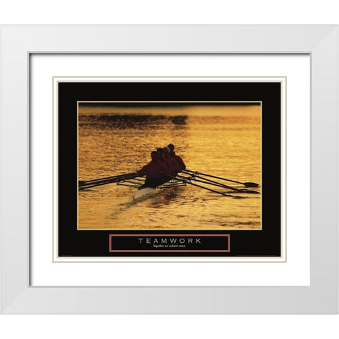 Teamwork - Sculling White Modern Wood Framed Art Print with Double Matting by Frontline
