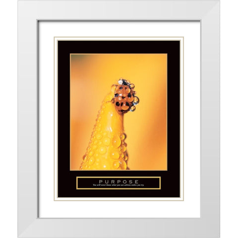Purpose - Lady Bug White Modern Wood Framed Art Print with Double Matting by Frontline