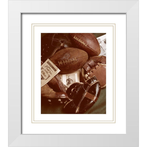Football Memorabilia White Modern Wood Framed Art Print with Double Matting by Frontline